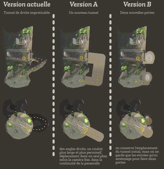 A design document presenting a problem with one of the room, and two possible solutions